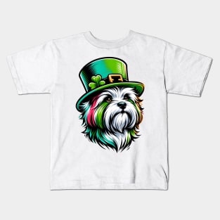 Maltese Dog Enjoys Saint Patrick's Day Festivities Kids T-Shirt